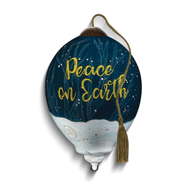 Neqwa Art PEACE ON EARTH Golden Angel by Kitt Wichmann Hand-painted Glass Ornament