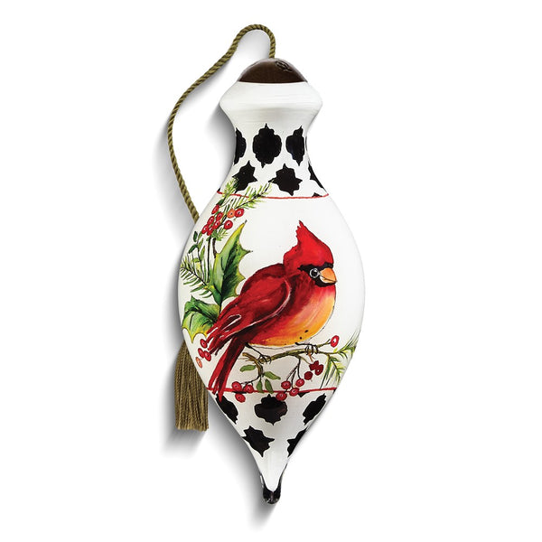 Neqwa Art Peace Cardinal SEASON OF PEACE by Susan Winget Hand-painted Glass Ornament