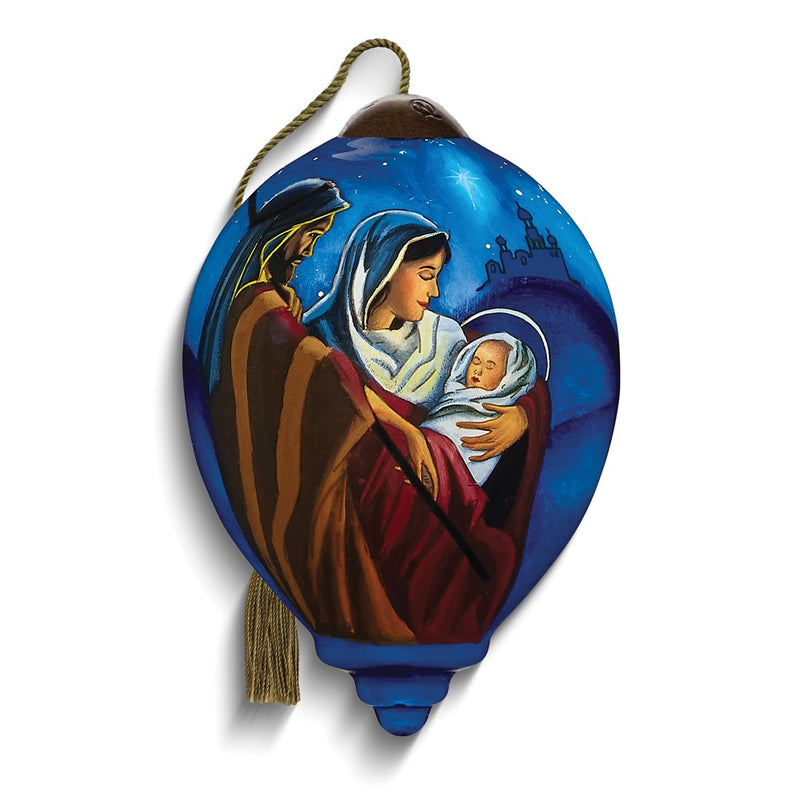 Neqwa Art A Christmas Blessing by Alan Lathwell Hand-painted Glass Ornament