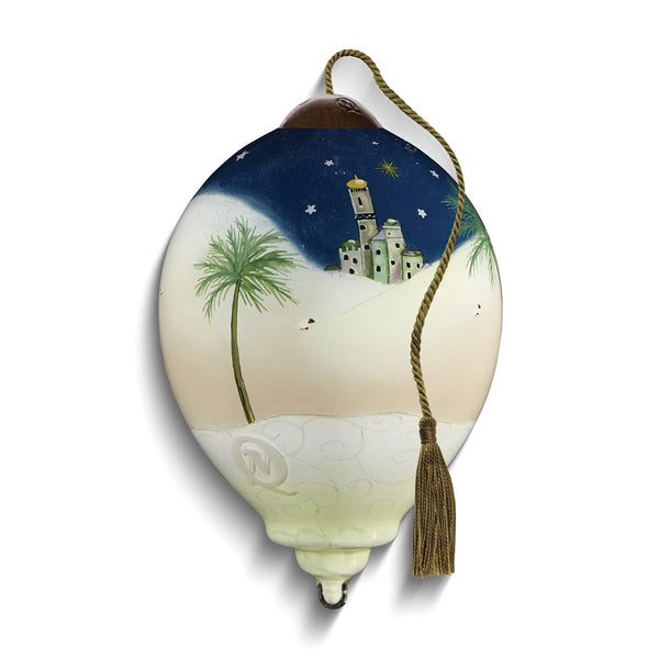 Neqwa Art Silent Night, Holy Night by Sarah Summers Hand-painted Glass Ornament