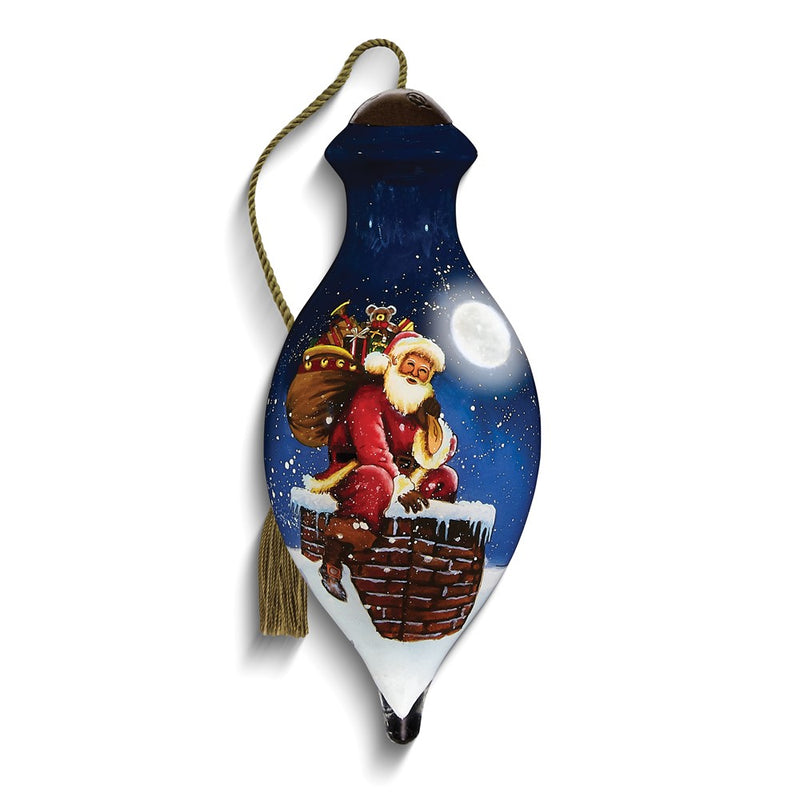 Neqwa Art Ho Ho Ho Here We Go by Daniel Rodgers Hand-painted Glass Ornament