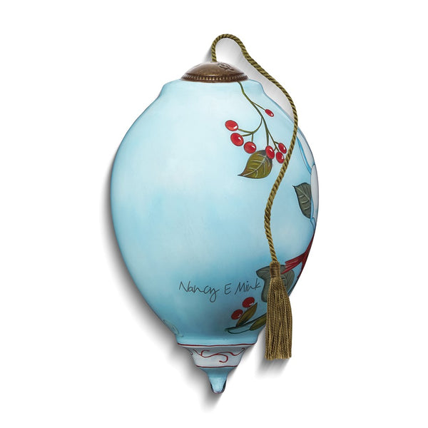 Neqwa Art Winter Song by Nancy Mink Hand-painted Glass Ornament
