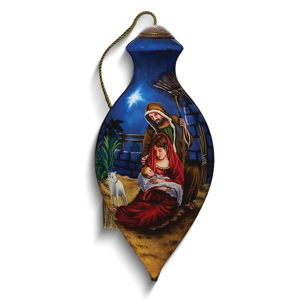 Neqwa Art Our Savior is Born by Marcello Corti Hand-painted Glass Ornament