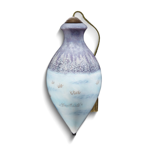 Neqwa Art Santa's Winter Wonderland by Marcello Corti Hand-painted Glass Ornament