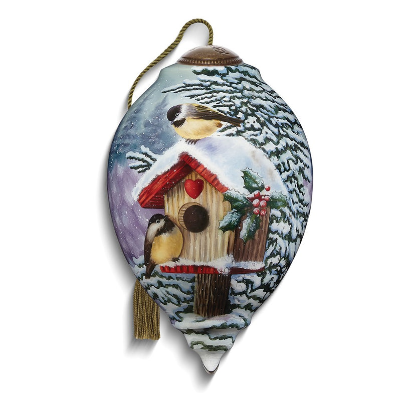 Neqwa Art All Hearts Come Home by Simon Treadwell Hand-painted Glass Ornament