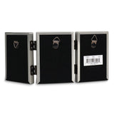 Pewter Portrait Hinged Brushed and Beaded 2x3 Triple Photo Frame