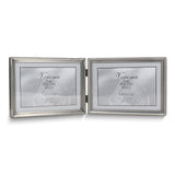 Pewter Landscape Hinged Brushed and Beaded 7x5 Double Photo Frame