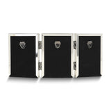 Silver-tone Portrait Hinged Polished Beaded 2x3 Triple Photo Frame