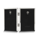 Silver-tone Portrait Hinged Polished Beaded 3x5 Double Photo Frame