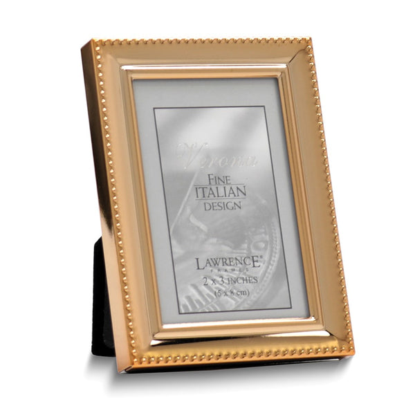 Gold-tone Polished Beaded 2x3 Photo Frame