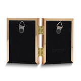 Gold-tone Portrait Hinged Polished Beaded 2x3 Double Photo Frame