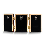 Gold-tone Portrait Hinged Polished Beaded 2x3 Triple Photo Frame