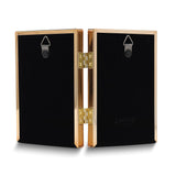 Gold-tone Portrait Hinged Polished Beaded 3x5 Double Photo Frame