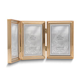 Gold-tone Portrait Hinged Polished Beaded 3x5 Triple Photo Frame