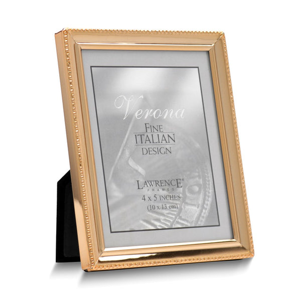 Gold-tone Polished Beaded 4x5 Photo Frame