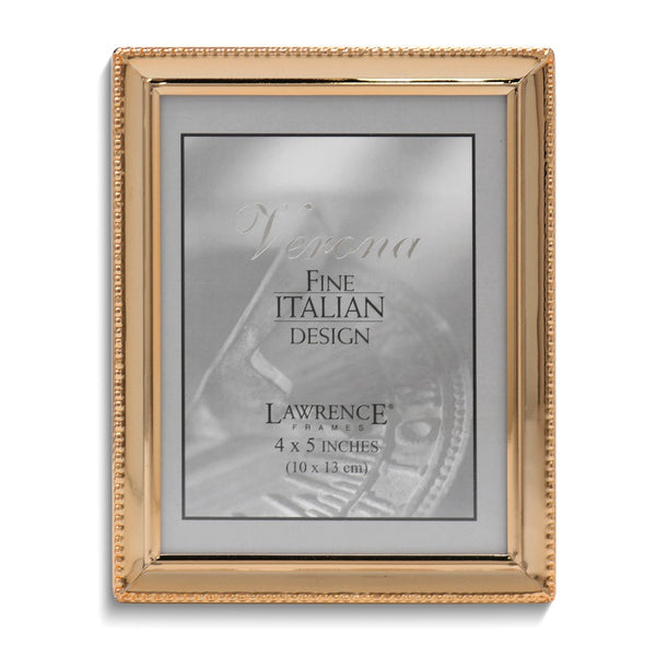 Gold-tone Polished Beaded 4x5 Photo Frame
