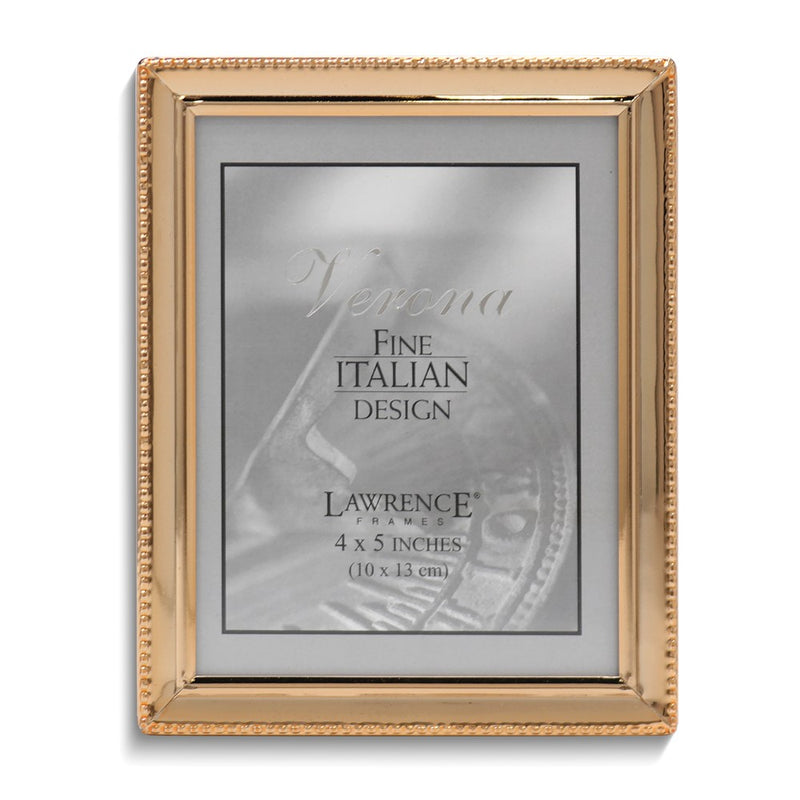Gold-tone Polished Beaded 4x5 Photo Frame