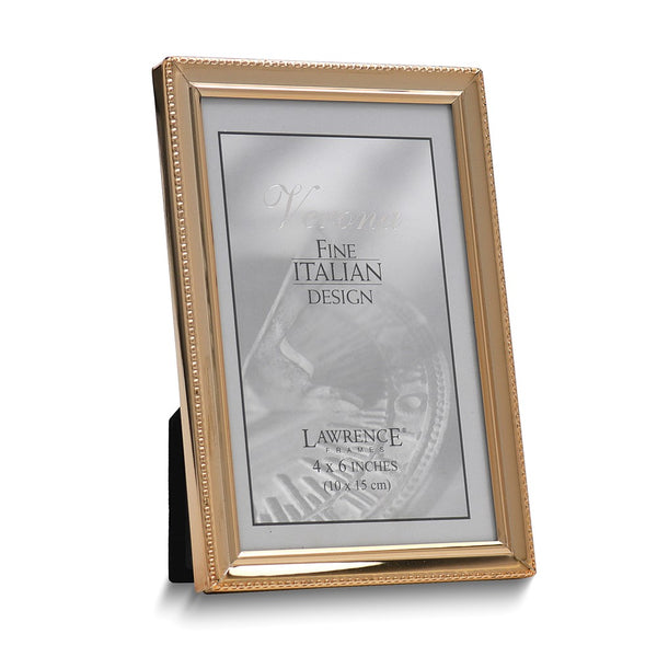 Gold-tone Polished Beaded 4x6 Photo Frame