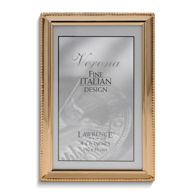 Gold-tone Polished Beaded 4x6 Photo Frame