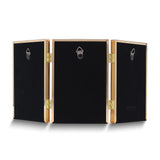 Gold-tone Portrait Hinged Polished Beaded 4x6 Triple Photo Frame