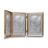 Gold-tone Portrait Hinged Polished Beaded 5x7 Triple Photo Frame