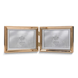 Gold-tone Landscape Hinged Polished Beaded 6x4 Double Photo Frame