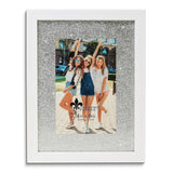 White and Silver-tone Glitter Mat 4x6 Photo Frame