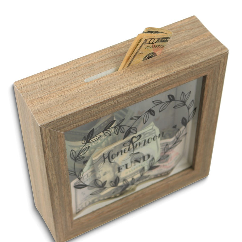 HONEYMOON FUND Wooden Savings Shadow Box