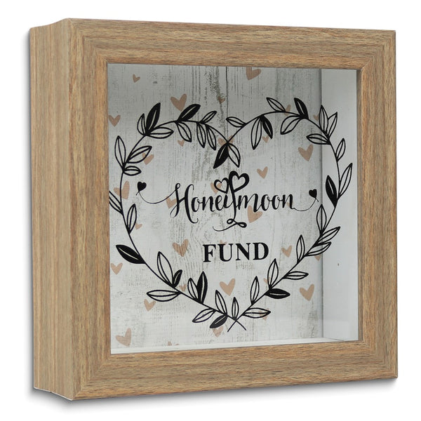 HONEYMOON FUND Wooden Savings Shadow Box