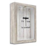 It's Time to Unwind Weathered Gray with Glass Window Cork Holder Shadow Box