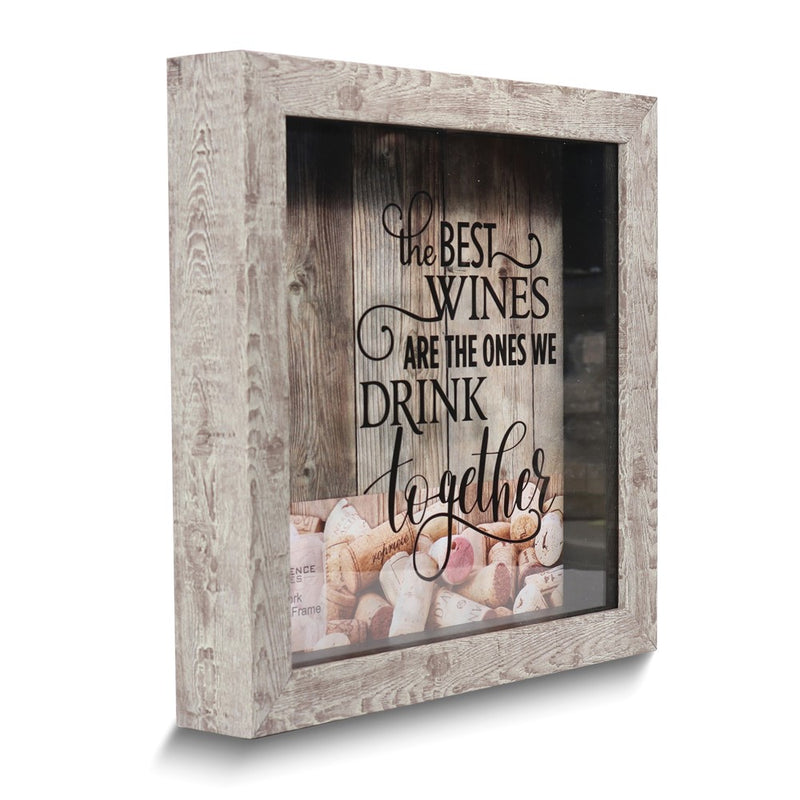 The Best Wines Are The Ones We Drink Together Birch Finish Wood and Glass Cork Holder Shadow Box
