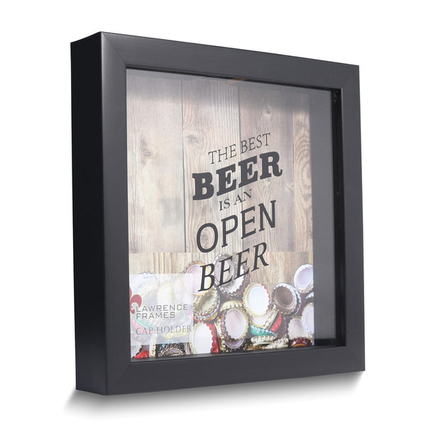 Black Wood The Best Beer is Open Shadow Box with Glass Window