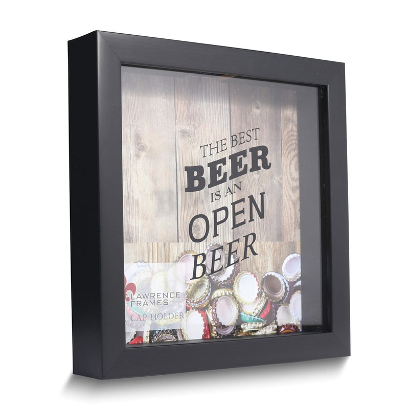 Black Wood The Best Beer is Open Shadow Box with Glass Window