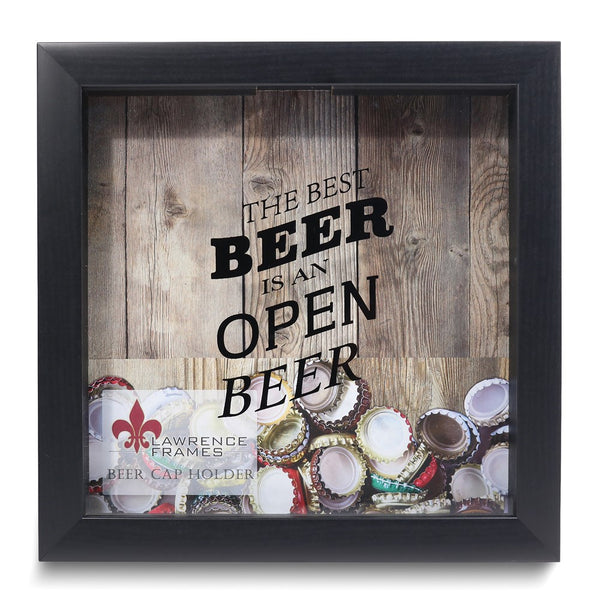 Black Wood The Best Beer is Open Shadow Box with Glass Window
