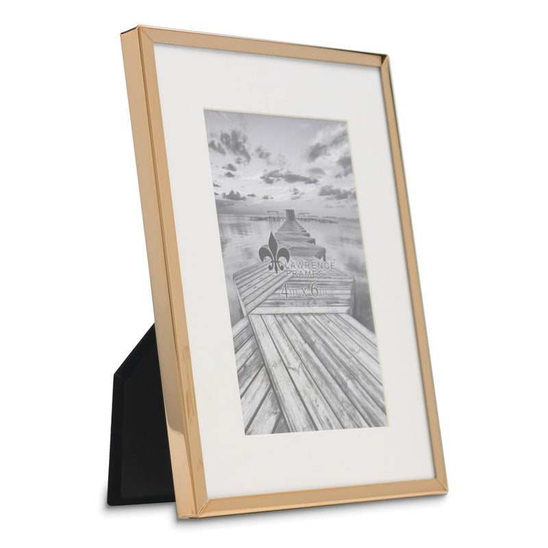 Gold-tone 6x8 Frame with Bevel-cut Mat For 4x6 Photo