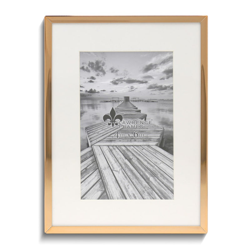 Gold-tone 6x8 Frame with Bevel-cut Mat For 4x6 Photo