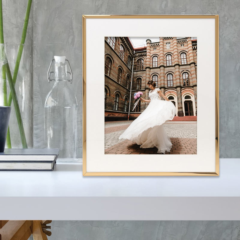 Gold-tone 11x13 Frame with Bevel-cut Mat For 8x10 Photo
