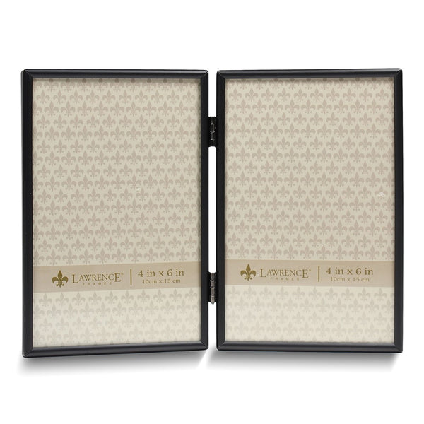 Simply Black Portrait Hinged Metal 4x6 Double Photo Frame