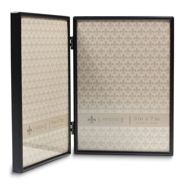 Simply Black Portrait Hinged Metal 5x7 Double Photo Frame