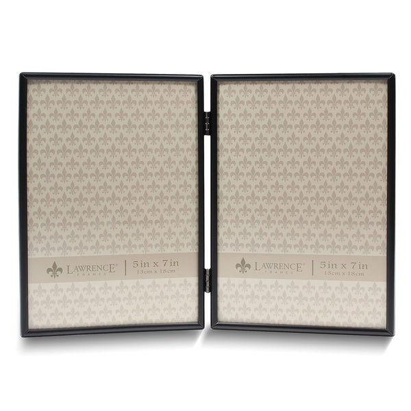 Simply Black Portrait Hinged Metal 5x7 Double Photo Frame