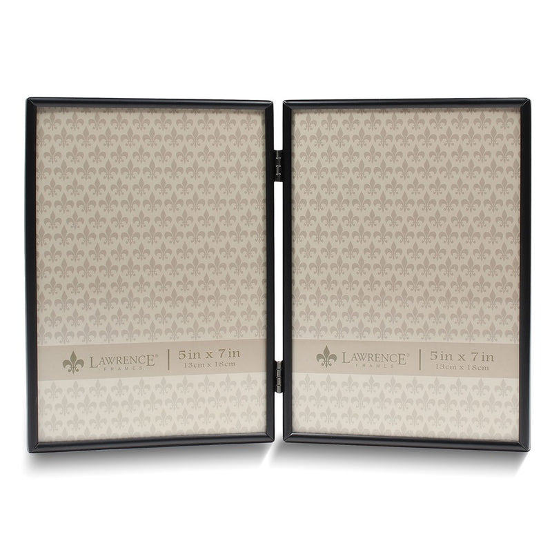 Simply Black Portrait Hinged Metal 5x7 Double Photo Frame