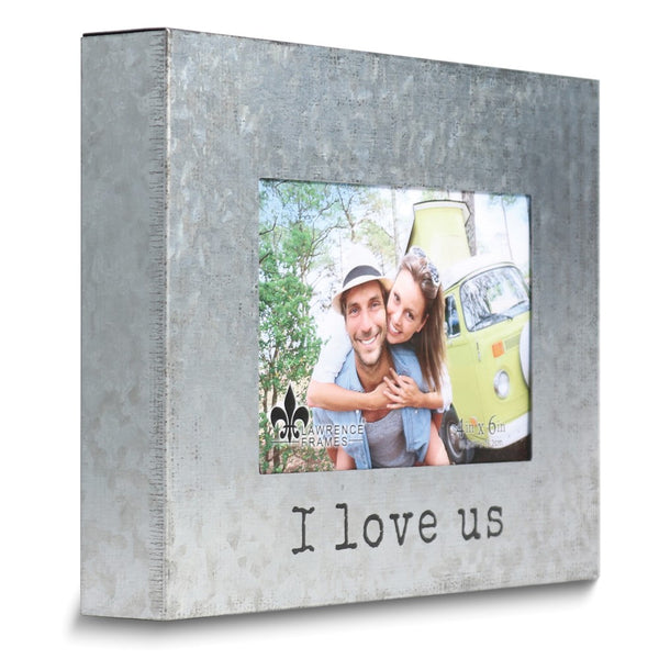 Galvanized Metal I LOVE US 6x4 Photo Frame