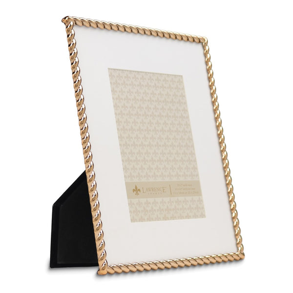 Gold-tone 8x10 Rope Metal Photo Frame with Mat for 5x7 Photo