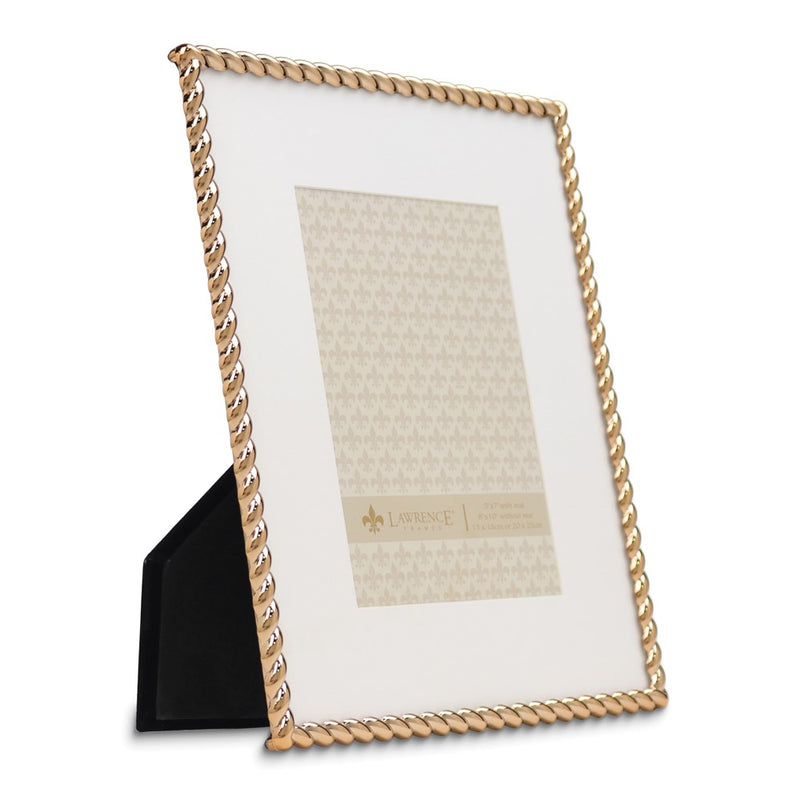 Gold-tone 8x10 Rope Metal Photo Frame with Mat for 5x7 Photo