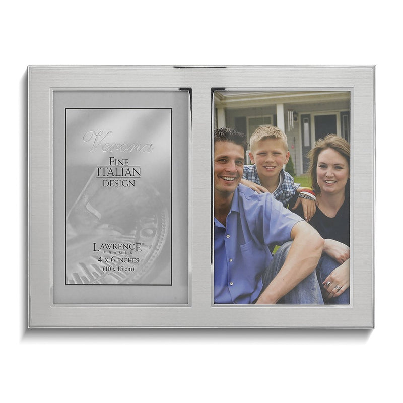 Metro Brushed Silver-tone Double 4x6 Photo Frame