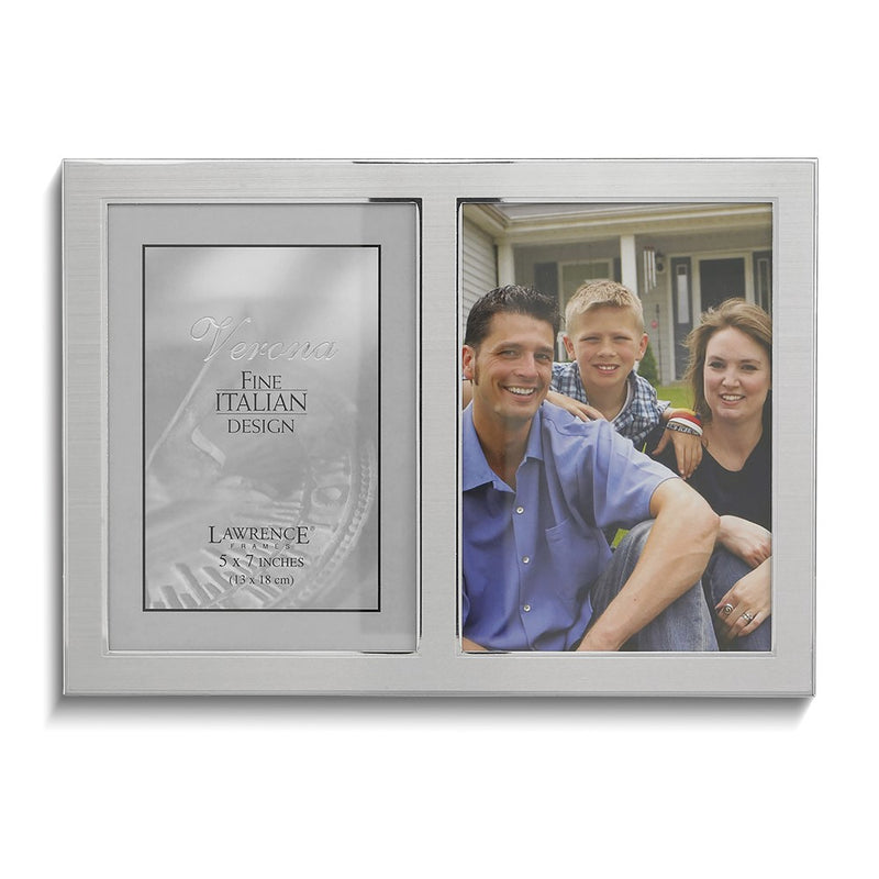 Metro Brushed Silver-tone Double 5x7 Photo Frame
