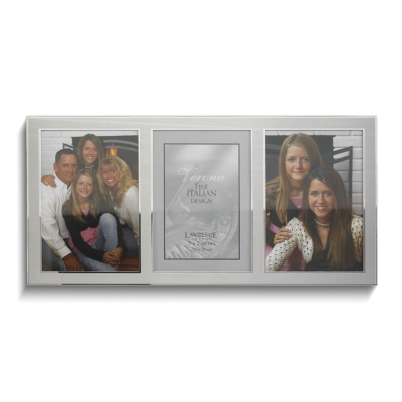Metro Brushed Silver-tone Triple 5x7 Photo Frame