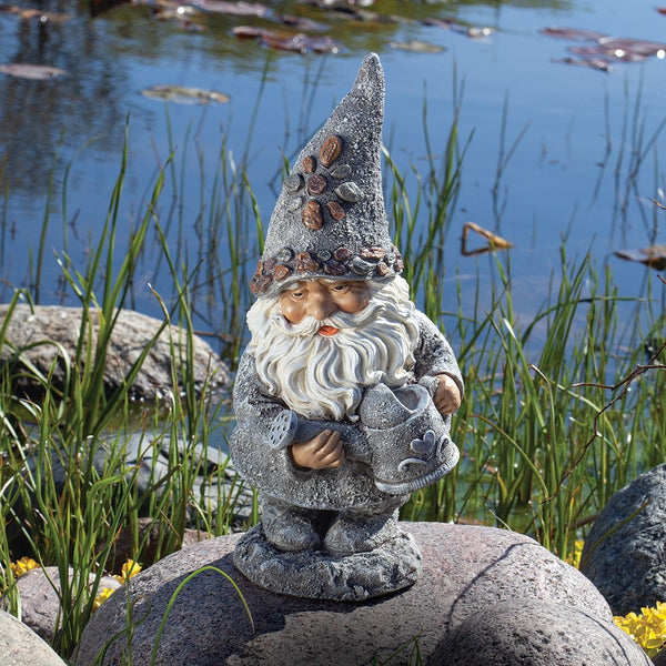 Resin and Dolomite Garden Gnome with Watering Can Statue