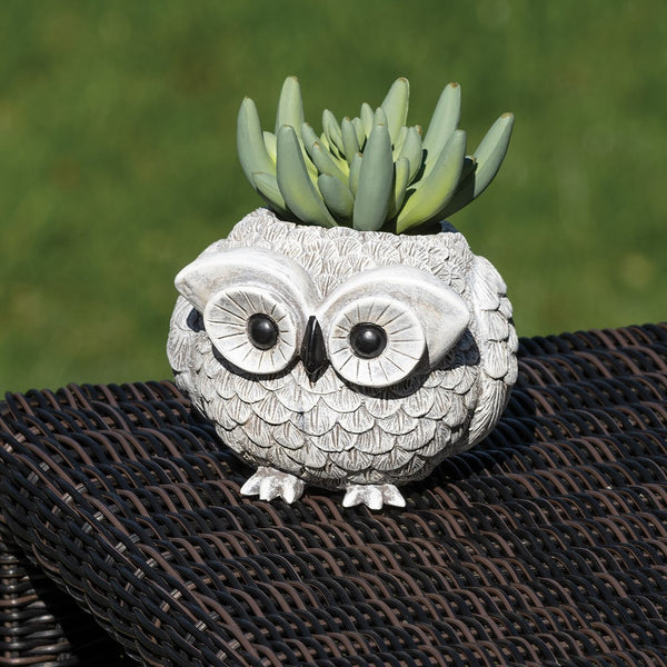 Stone Resin Mini Owl Pudgy Planter