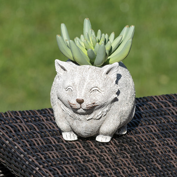 Stone Resin Mini Cat Pudgy Planter